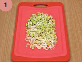 Лук порей нарезать полукольцами (репчатый мелко нарезать).